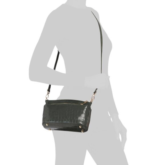 DIVINA FIRENZE Orange Leather Triple Entry Cocco Crossbody - Made In Ita… - Picture 2 of 2